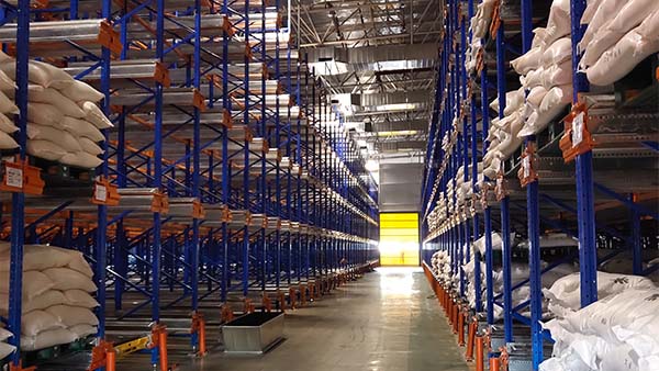 Rice and flour are moving back and forth on the shelves.