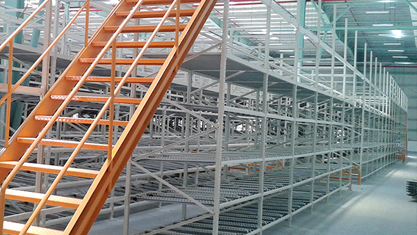 Mezzanine-style shelving