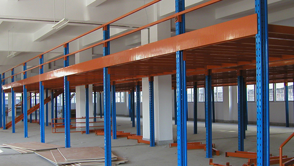Mezzanine-style shelving