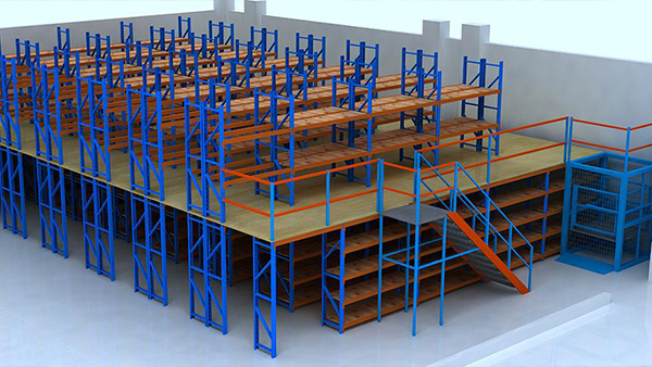 Mezzanine-style shelving