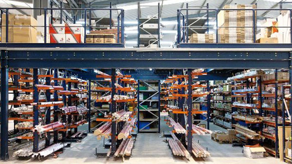 Mezzanine-style shelving