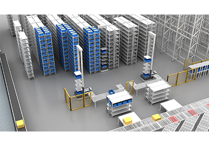 Material box to multi-level material box robot CTU dense storage area