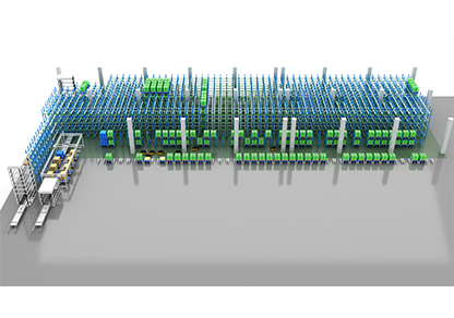 Intensive storage using four-way shuttle trucks on pallets